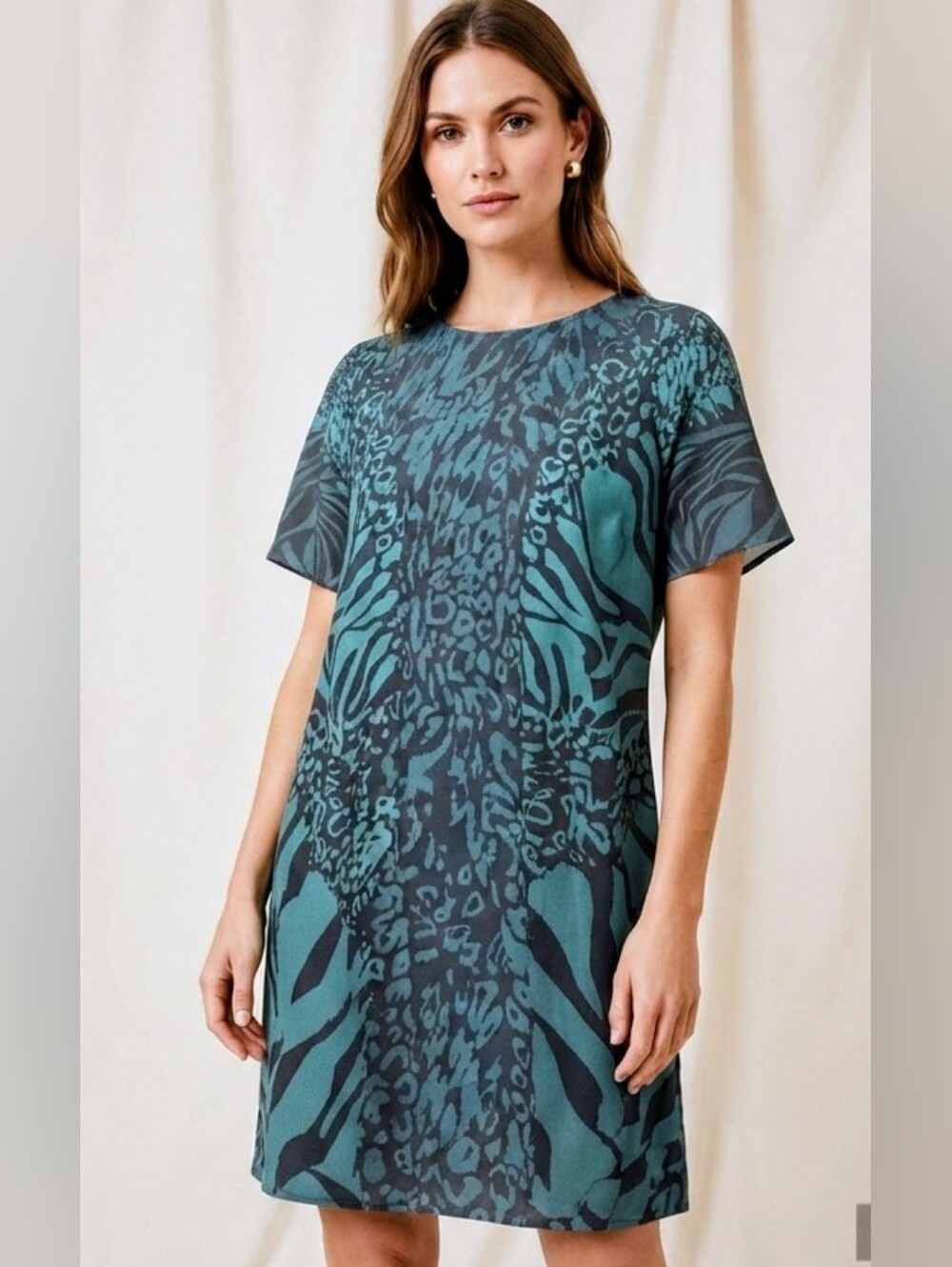 NWOT Lipsy London Emerald Green Leopard Zebra Dress - US Size 8